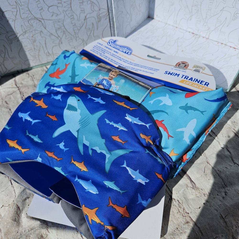 SwimWays Shark Print Swim Trainer Life Jacket 33-55lbs